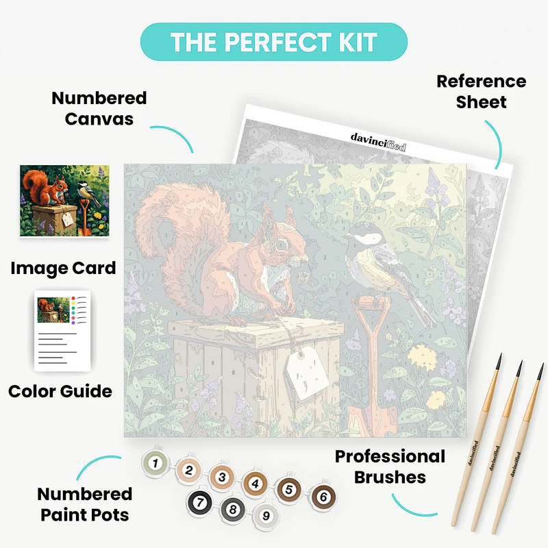 Garden Friends Squirrel and Bird - Paint by Numbers Kit