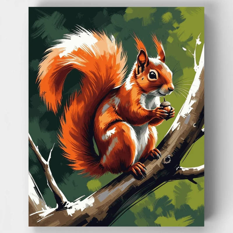 Red Squirrel with Acorn - Paint by Numbers Kit