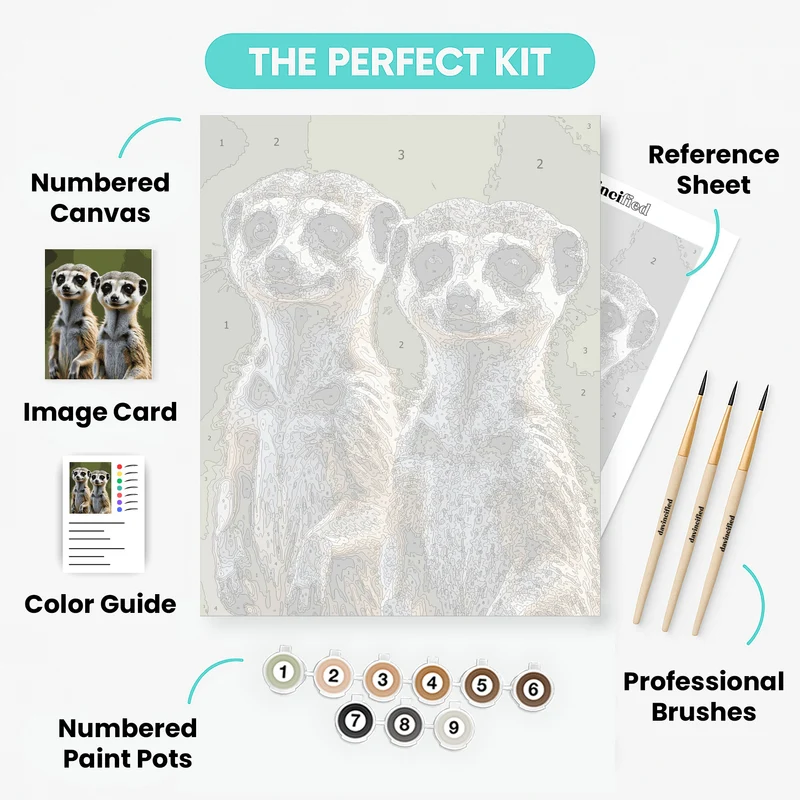 Adorable Meerkat Pair Portrait - Paint by Numbers Kit