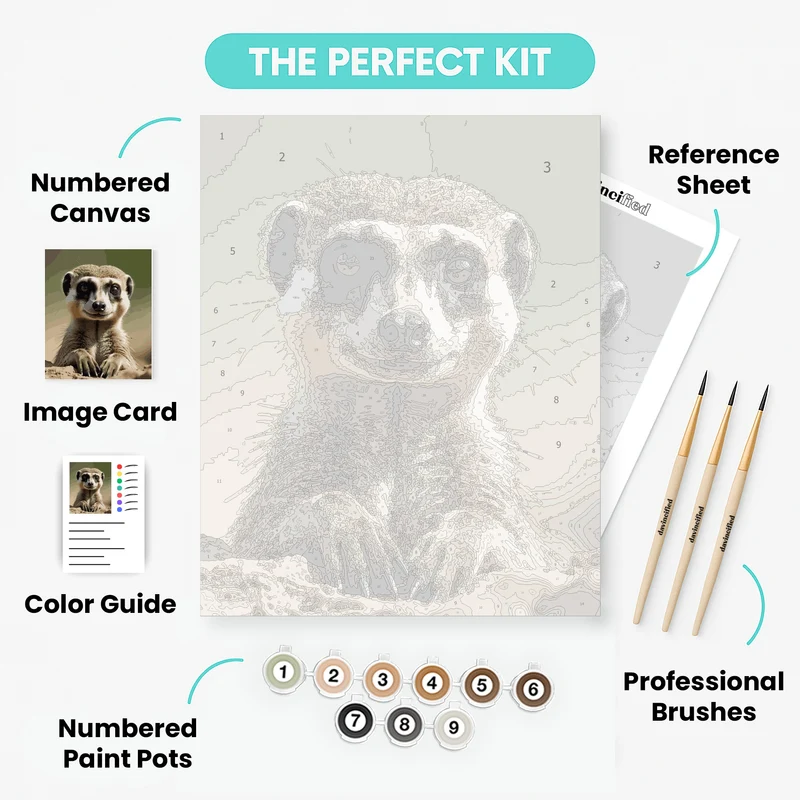 Curious Meerkat Portrait - Paint by Numbers Kit