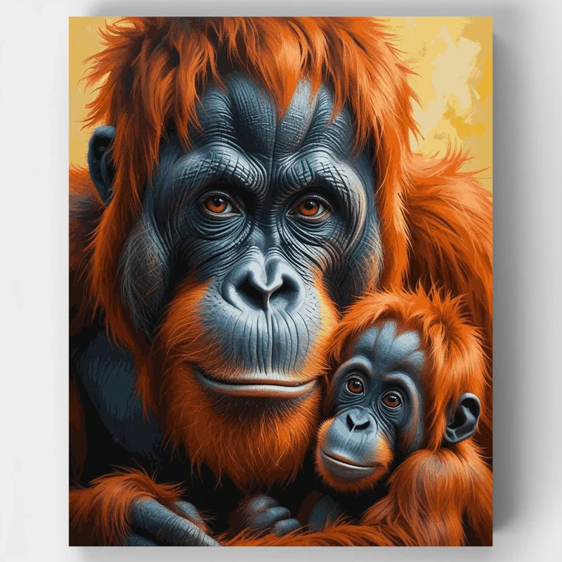 Majestic Orangutan Family Portrait - Paint by Numbers Kit
