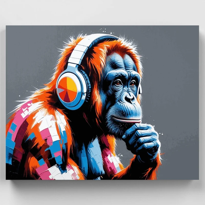 Orangutan with Headphones - Paint by Numbers Kit