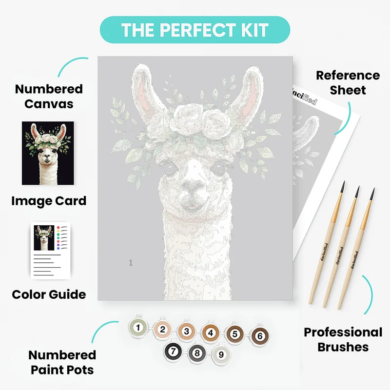 Floral Llama - Paint by Numbers Kit