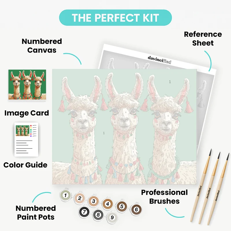 Festive Llamas - Paint by Numbers Kit