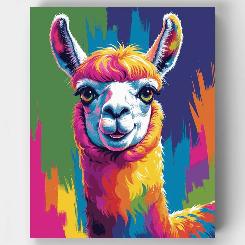 Vibrant Rainbow Llama - Paint by Numbers Kit