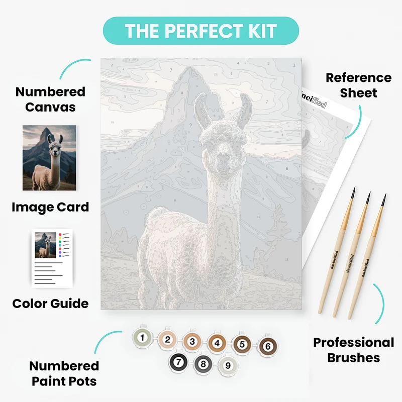 Majestic Llama in the Andes - Paint by Numbers Kit