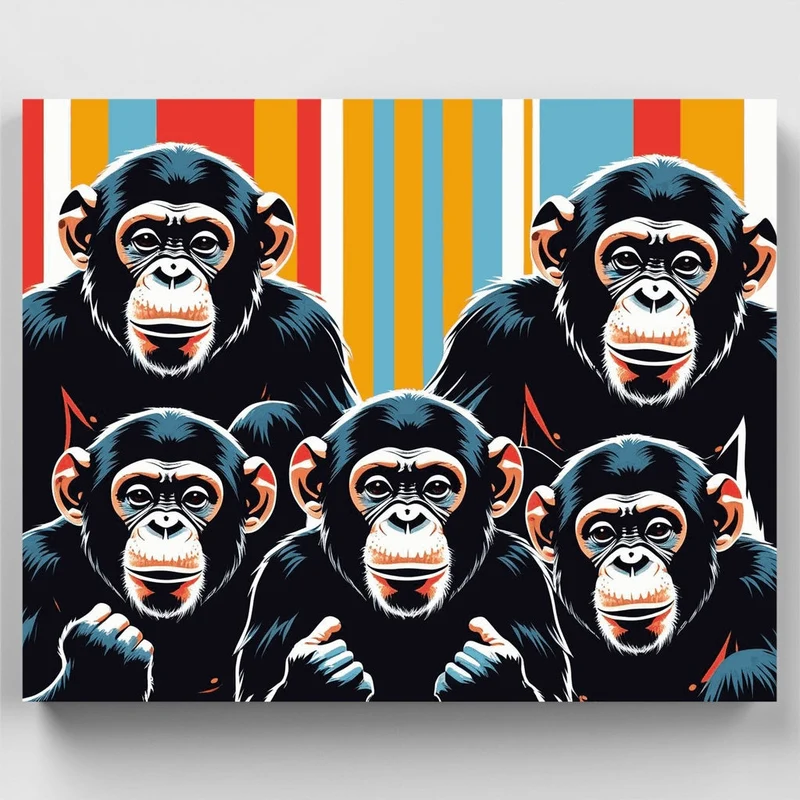 Chimpanzee Family Portrait - Paint by Numbers Kit