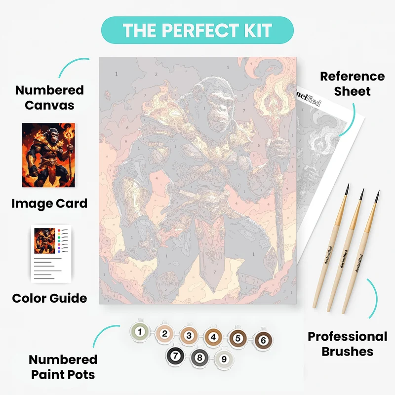 Warrior Chimp in Golden Armor - Paint by Numbers Kit
