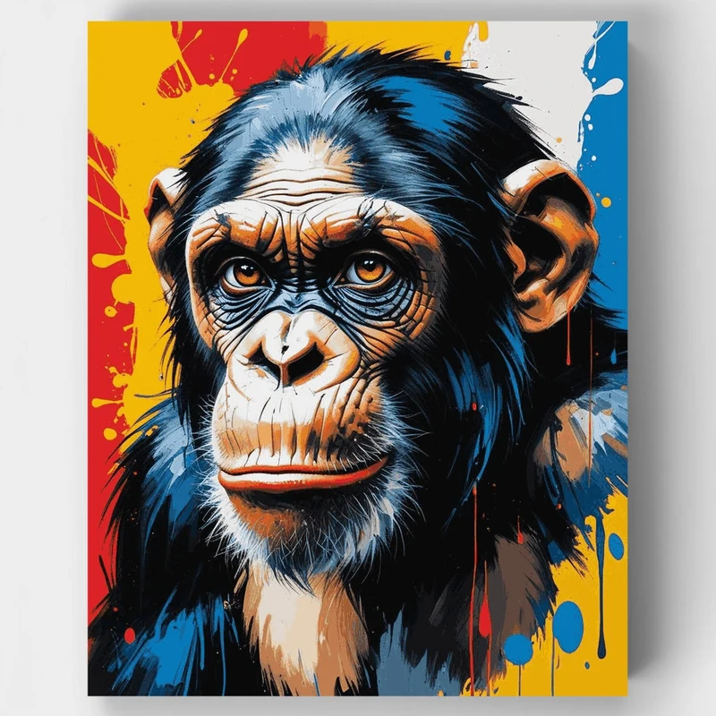 Vibrant Pop Art Chimpanzee - Paint by Numbers Kit