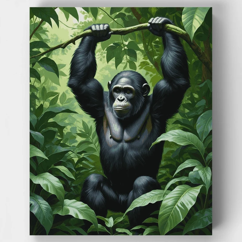 Chimpanzee in the Jungle - Paint by Numbers Kit