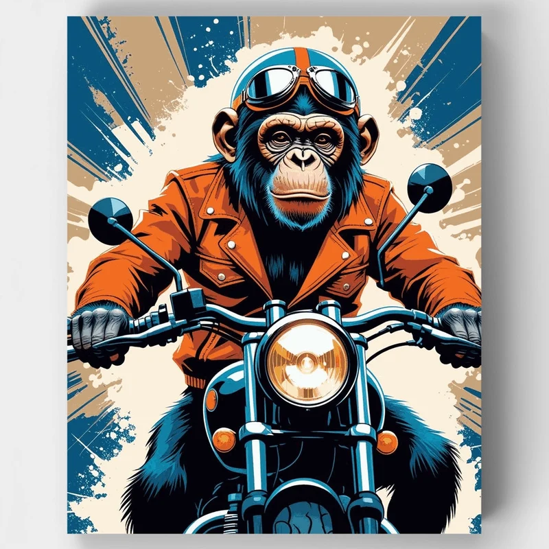 Chimpanzee Biker - Paint by Numbers Kit