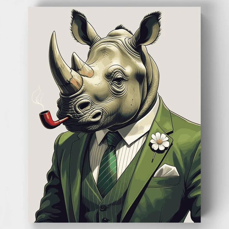Dapper Rhinoceros Gentleman - Paint by Numbers Kit