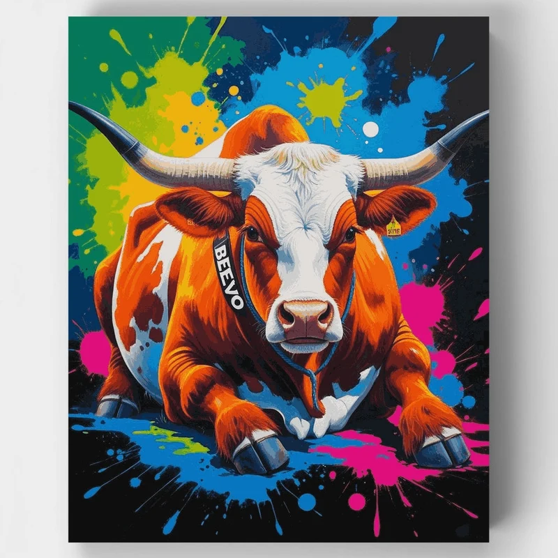 Vibrant Longhorn Bull - Paint by Numbers Kit