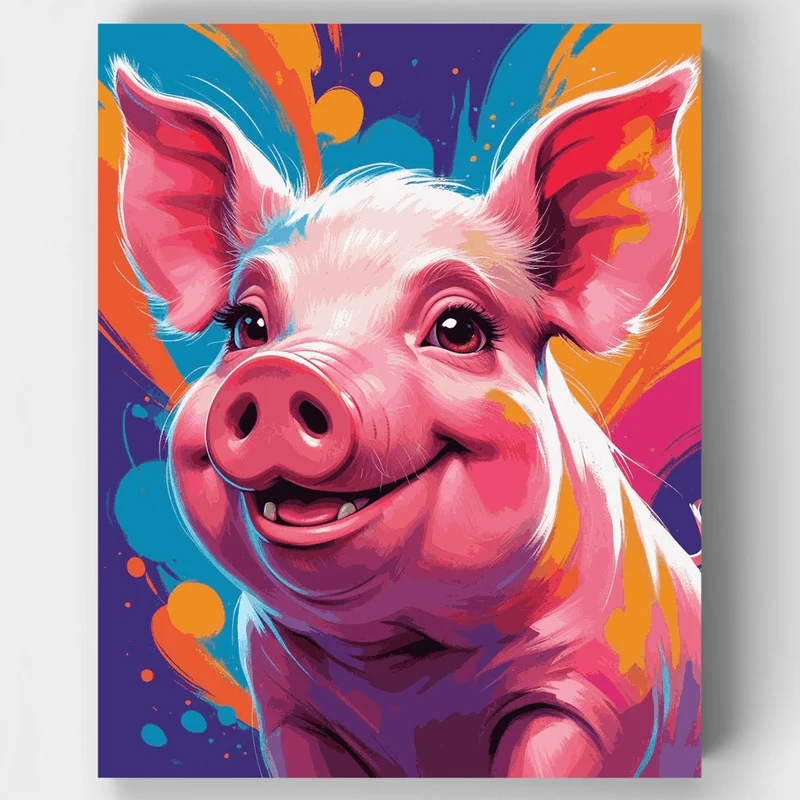 Vibrant Pop Art Pig - Paint by Numbers Kit