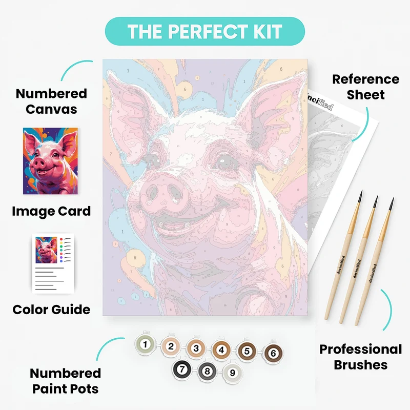 Vibrant Pop Art Pig - Paint by Numbers Kit