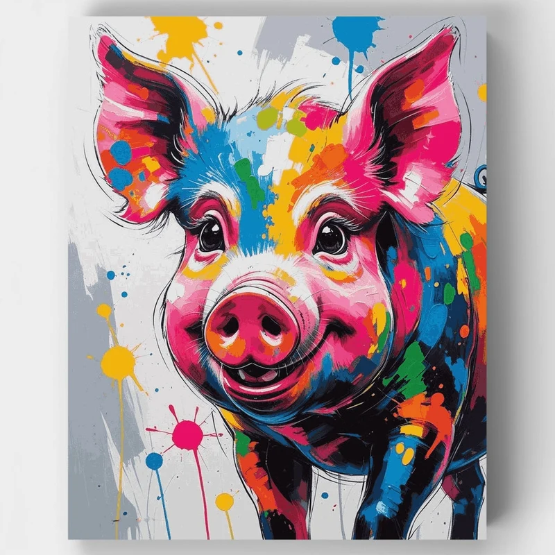 Vibrant Splatter Pig - Paint by Numbers Kit