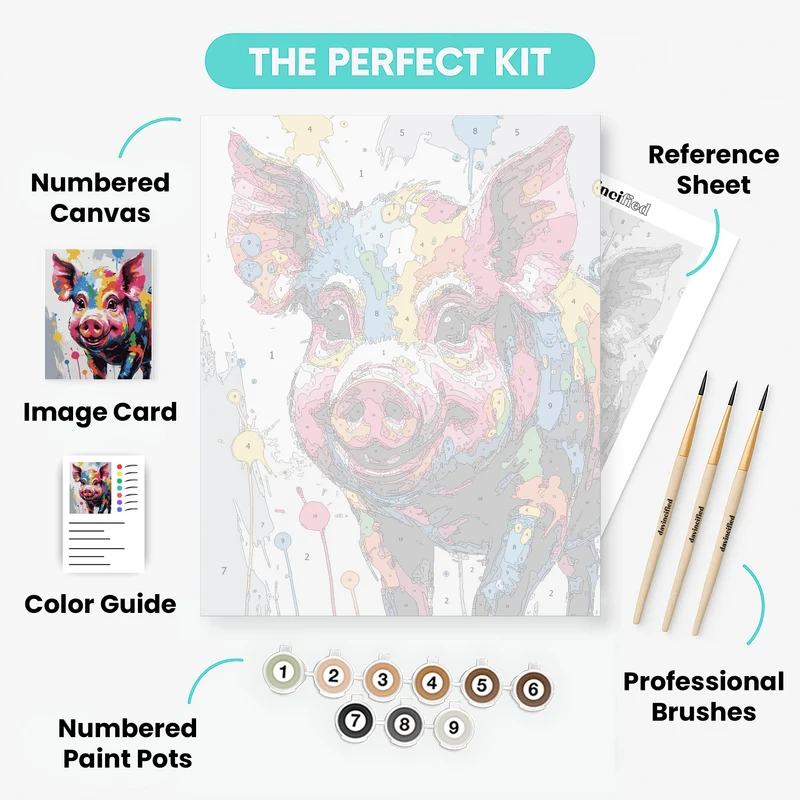 Vibrant Splatter Pig - Paint by Numbers Kit