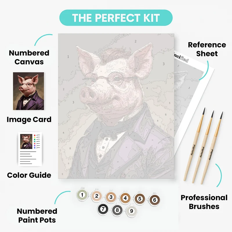 Distinguished Pig in Purple Suit - Paint by Numbers Kit