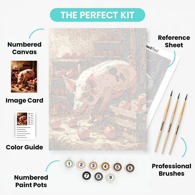 Spotted Pig in Apple Cellar - Paint by Numbers Kit