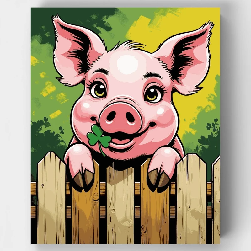 Lucky Pig with Clover - Paint by Numbers Kit