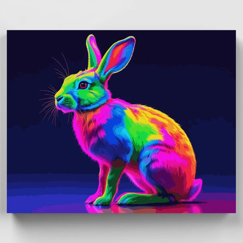 Neon Rainbow Hare - Paint by Numbers Kit