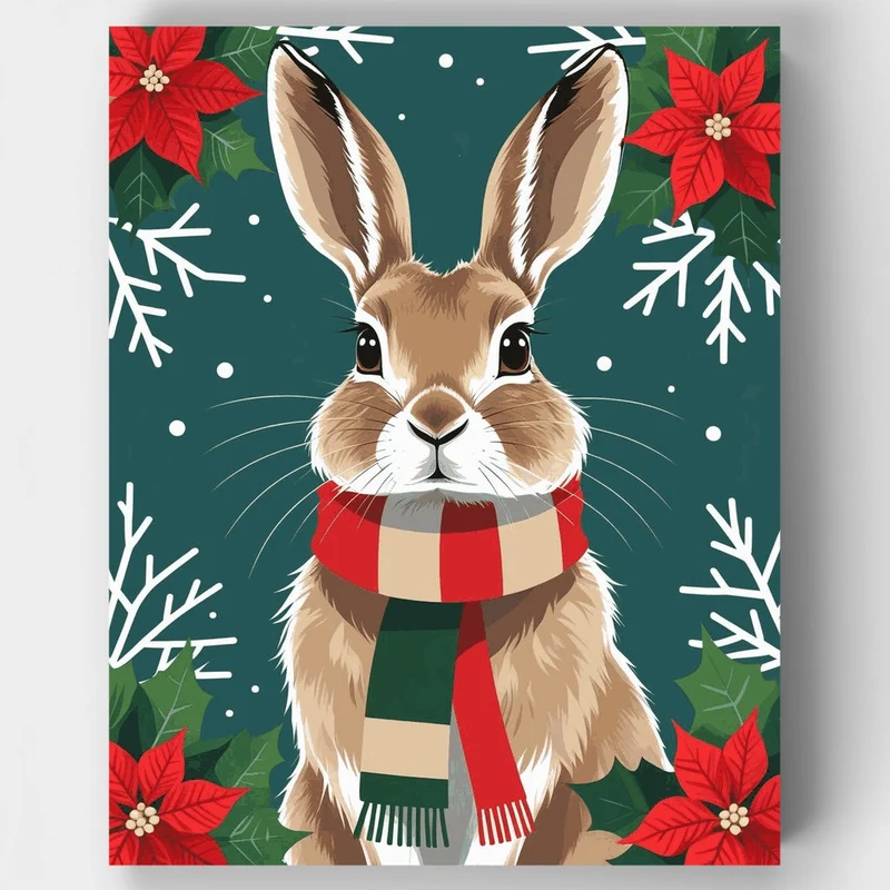 Festive Hare with Scarf - Paint by Numbers Kit
