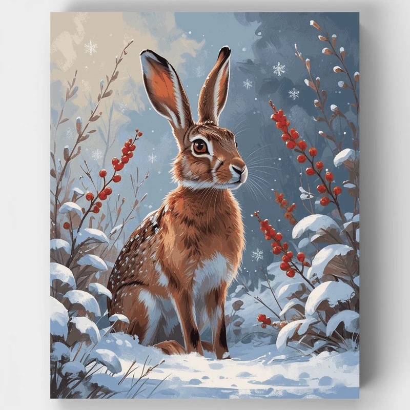 Winter Hare in Snow - Paint by Numbers Kit