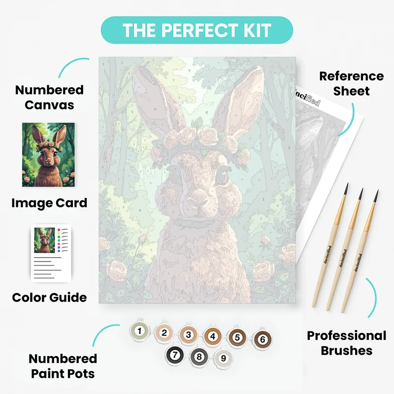 Adorable Hare with Flower Crown - Paint by Numbers Kit