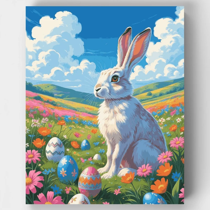Easter Hare in Wildflower Meadow - Paint by Numbers Kit