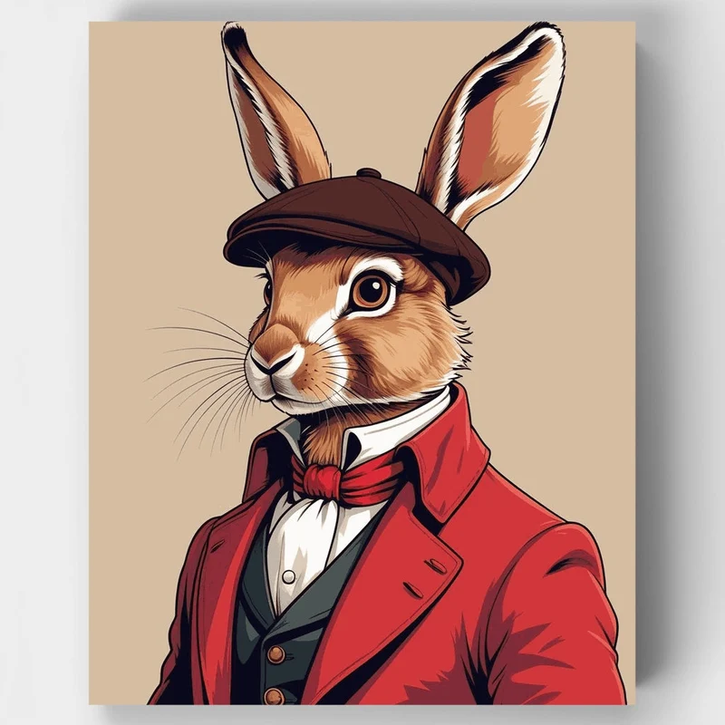 Dapper Hare in Victorian Attire - Paint by Numbers Kit