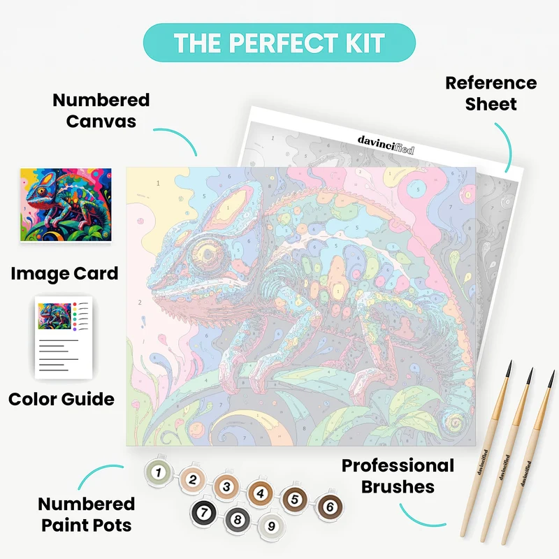 Vibrant Psychedelic Chameleon - Paint by Numbers Kit