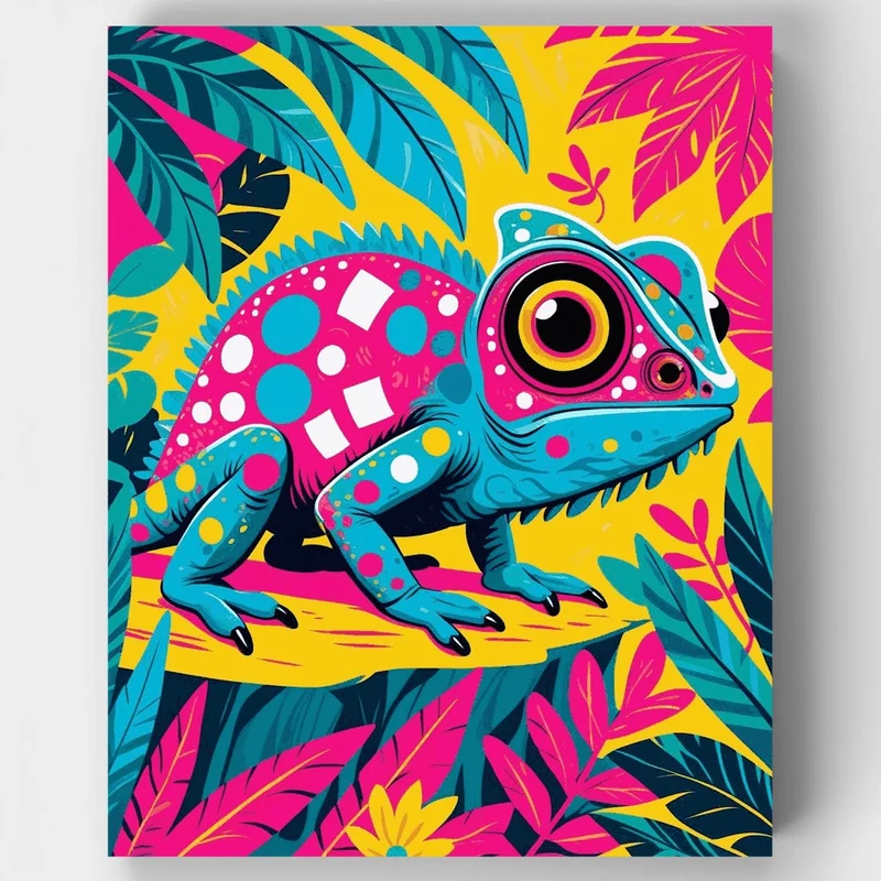 Vibrant Pop Art Chameleon - Paint by Numbers Kit
