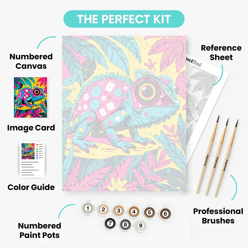 Vibrant Pop Art Chameleon - Paint by Numbers Kit
