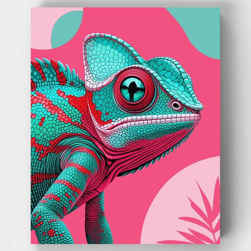 Vibrant Turquoise Chameleon - Paint by Numbers Kit