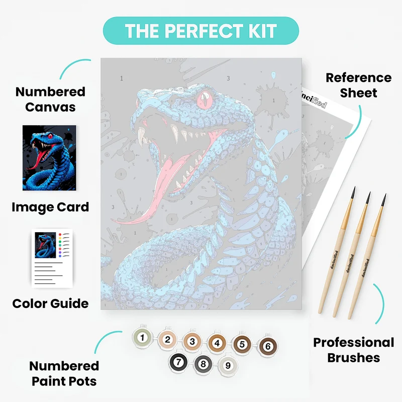 Blue Viper with Red Eyes - Paint by Numbers Kit