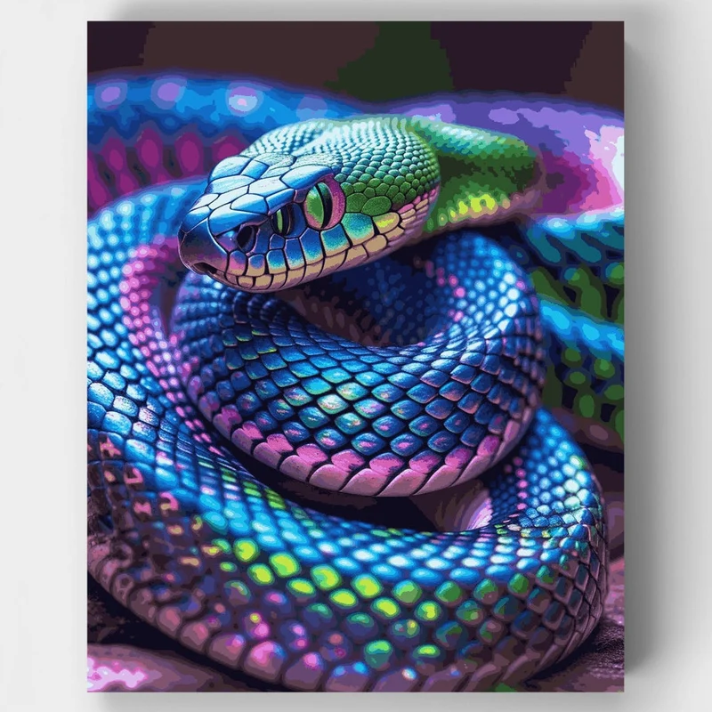 Vibrant Rainbow Scaled Snake - Paint by Numbers Kit