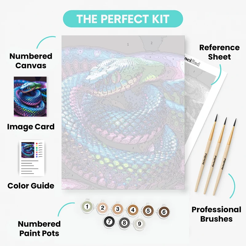 Vibrant Rainbow Scaled Snake - Paint by Numbers Kit