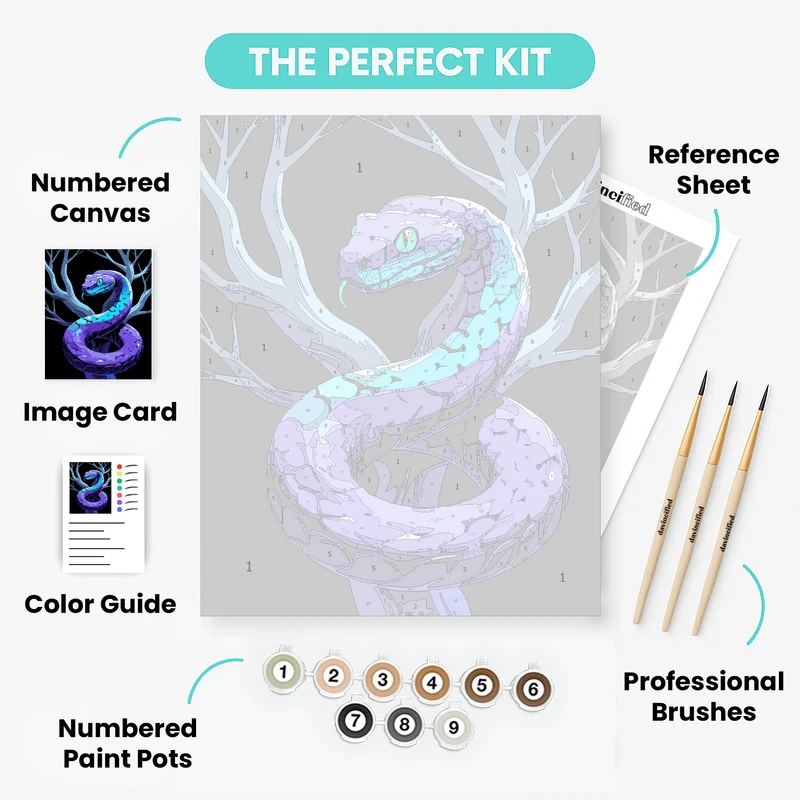 Purple and Blue Snake - Paint by Numbers Kit