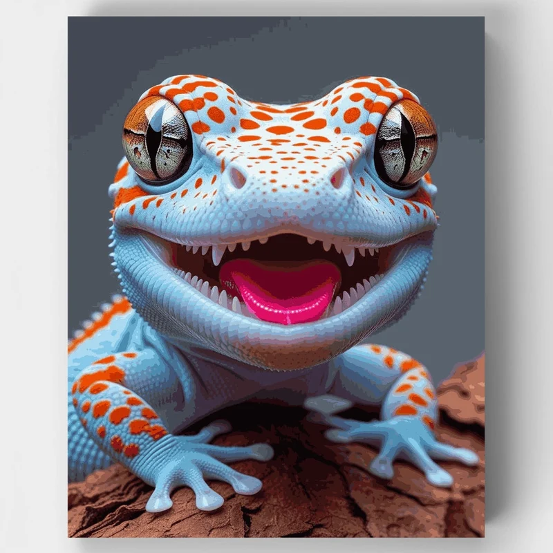 Vibrant Blue Gecko with Orange Spots - Paint by Numbers Kit