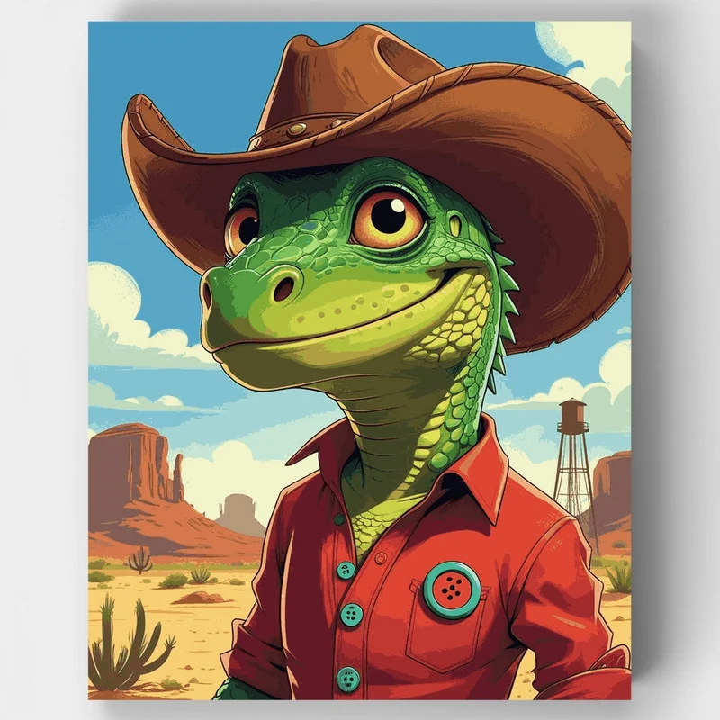 Cowboy Lizard in the Desert - Paint by Numbers Kit