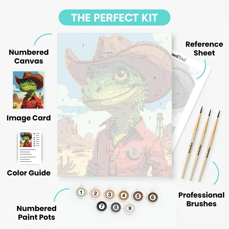Cowboy Lizard in the Desert - Paint by Numbers Kit