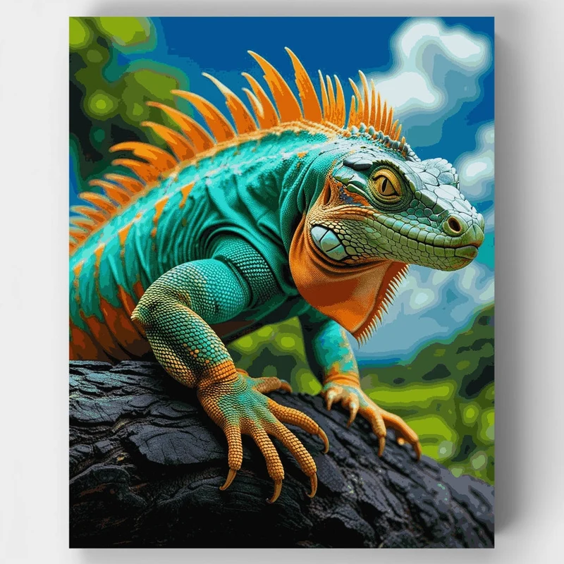 Vibrant Turquoise Iguana - Paint by Numbers Kit
