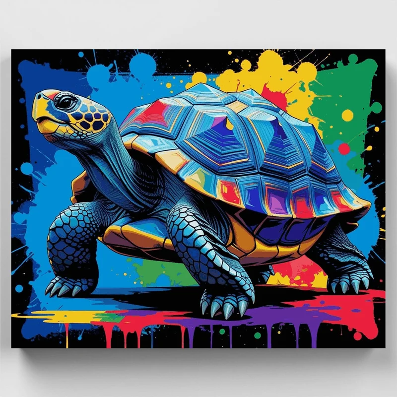 Vibrant Rainbow Tortoise - Paint by Numbers Kit