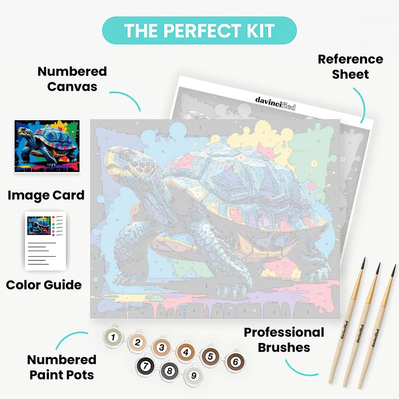 Vibrant Rainbow Tortoise - Paint by Numbers Kit