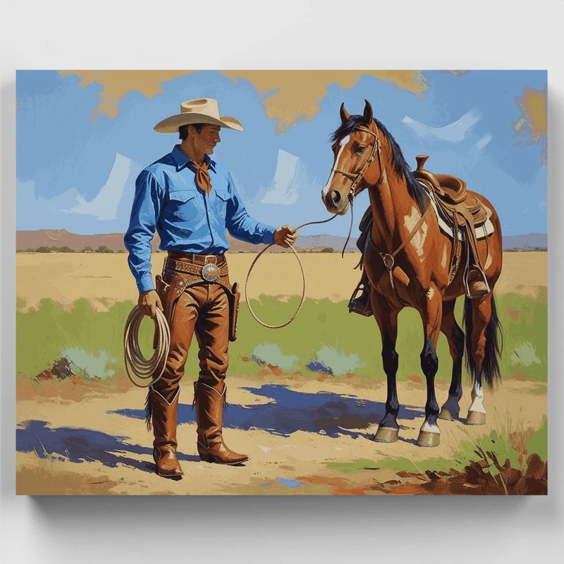 Western Cowboy with Horse - Paint by Numbers Kit