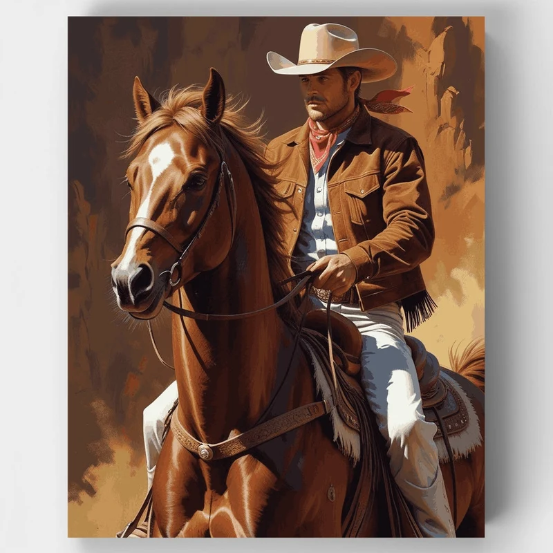 Western Cowboy and Horse - Paint by Numbers Kit