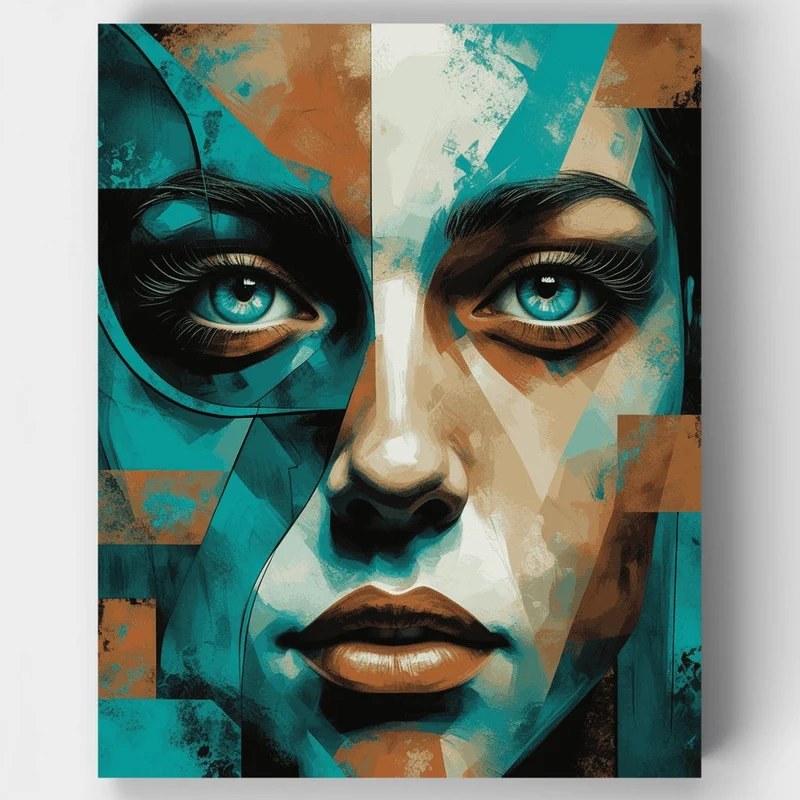 Turquoise Abstract Portrait - Paint by Numbers Kit
