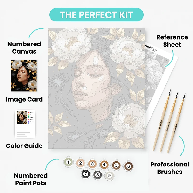 Serene Beauty with White Peonies - Paint by Numbers Kit