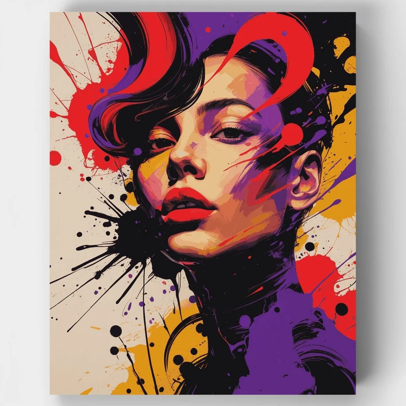 Vibrant Portrait Splash - Paint by Numbers Kit
