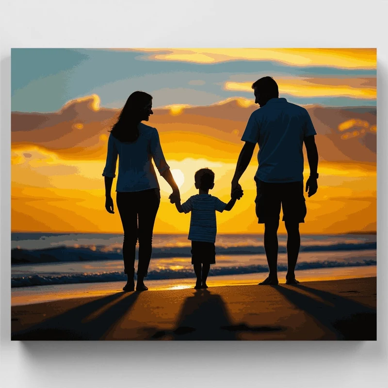 Sunset Beach Family - Paint by Numbers Kit